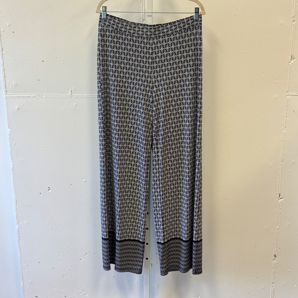 Roz & Ali Geometric Medallion Print Wide Leg Pull On Pants Size Medium Festival